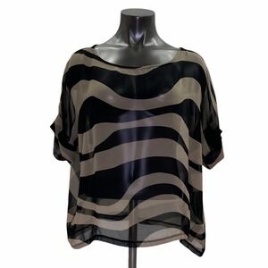 FOREVER 21 Brown Black Abstract Print Boxy Blouse